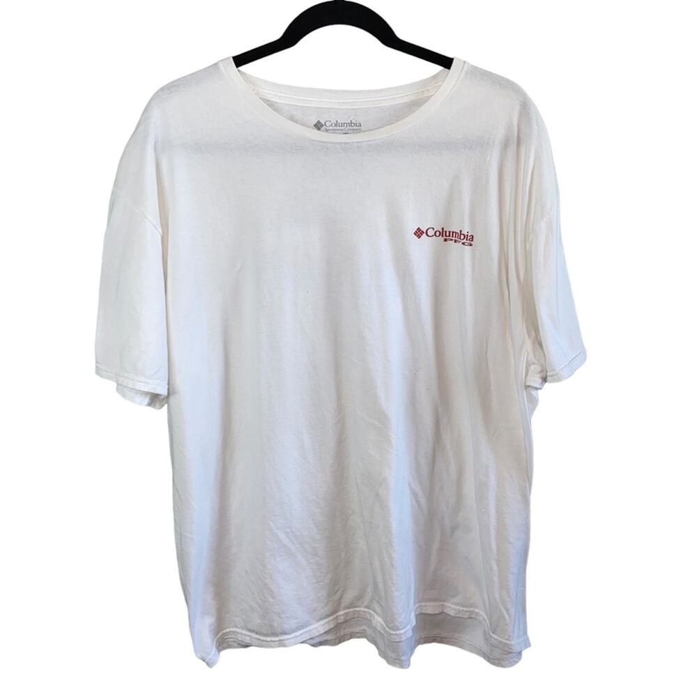 Columbia PFG Fishing Graphic‎ T-Shirt XXL White Short Sleeve Outdoor Fishing